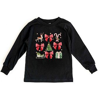 Coquette Christmas Collage Toddler Long Sleeve Graphic Tee