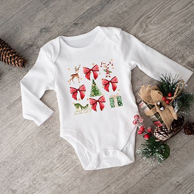 Coquette Christmas Collage Baby Long Sleeve Bodysuit
