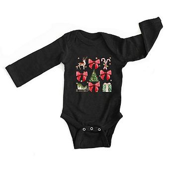 Coquette Christmas Collage Baby Long Sleeve Bodysuit