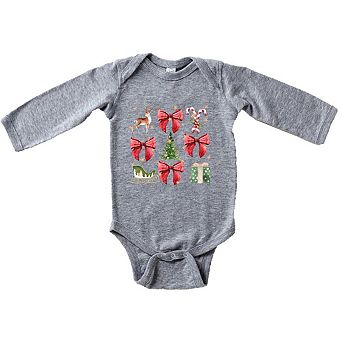 Coquette Christmas Collage Baby Long Sleeve Bodysuit