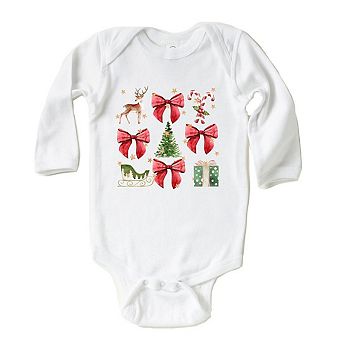 Coquette Christmas Collage Baby Long Sleeve Bodysuit
