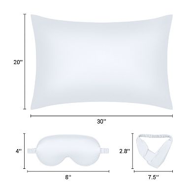 1 Pcs Breathable Pillow Case Set With Envelope, Satin Pillowcase With Sleep Mask, Hair Band