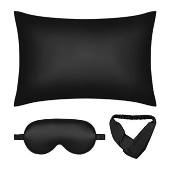 1 pc Breathable Pillow Case Set With Envelope, Satin Pillowcase With Sleep Mask, Hair Band
