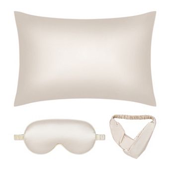 1 pc Breathable Pillow Case Set With Envelope, Satin Pillowcase With Sleep Mask, Hair Band