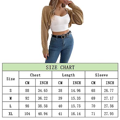 Women Y2K Crochet Shrug Sweater Crop Cardigans Drop Shoulder Knit Bolero Sweater