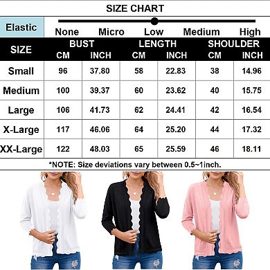 Women's 3/4 Sleeve Cropped Cardigan Sweater 2024 Spring Open Front Knit Shrug Light Weight Shirts