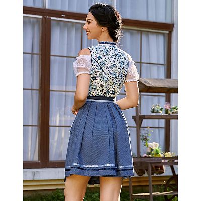 blue oktoberfest dress Girls Blue Gingham Yellow Ducky Embroidered Dress