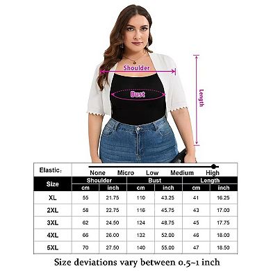 Plus Size Cardigan Shrug For Women Casual Short Sleeve Open Front Solid Curved Cardigan