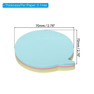 Bubble Shape Sticky Notes, 3 Pads Memo Pads Bright Colorful 100 Sheets/pad For Home Office, 4 Colors