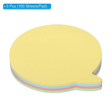 Bubble Shape Sticky Notes, 3 Pads Memo Pads Bright Colorful 100 Sheets/pad For Home Office, 4 Colors