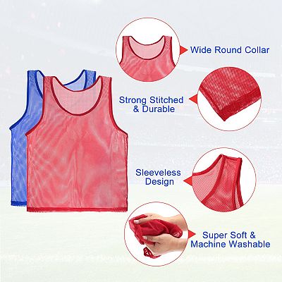 12 Pack Soccer Pennies Polyester Soccer Jersey Training Mesh Scrimmage Vests Team Sports Pinnies