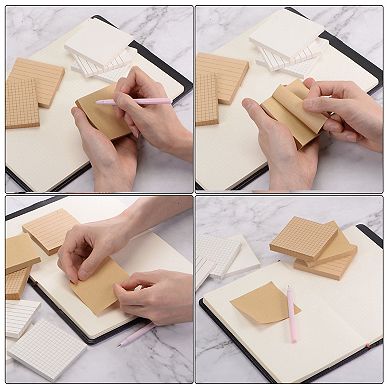 3 X 3 Inch Lined Sticky Notes, 6 Pads/pack Self-stick Note Pads 480 Sheets Adhesive Memo Post, Brown