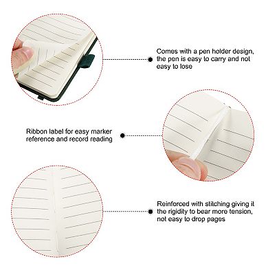 Pocket Notebook, Thick Lined Paper Hardcover Mini Memo Pads For Business Office