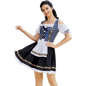 Women's 3 pc Traditional Bavarian Oktoberfest Carnival German Dirndl Dress Costumes
