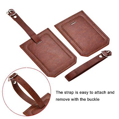 Luggage Tag Pu Holders, Baggage Label Identifier With Strap For Backpack Travel Bag Suitcase