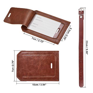 Luggage Tag Pu Holders, Baggage Label Identifier With Strap For Backpack Travel Bag Suitcase