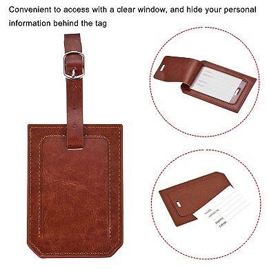 Luggage Tag Pu Holders, Baggage Label Identifier With Strap For Backpack Travel Bag Suitcase