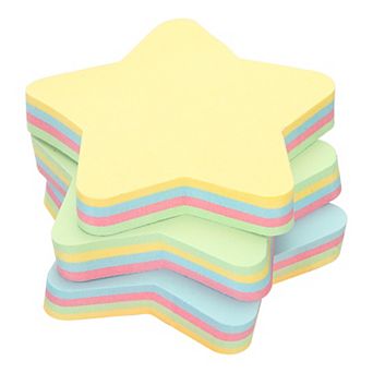 Star Shape Sticky Notes, 3 Pads Memo Pads Bright Colorful 100 Sheets/pad For Home Office, 4 Colors