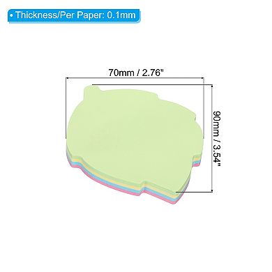 Leaf Shape Sticky Notes, 6 Pads Memo Pads Bright Colorful 100 Sheets/pad For Home Office, 4 Colors