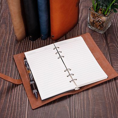 Binder Journal, Refillable Loose Leaf Personal Planner Organizer Ruled Lined Notebook With Buckle