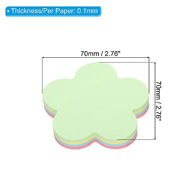 Flower Shape Sticky Notes, 6 Pads Memo Pads Bright Colorful 100 Sheets/pad For Office, 4 Colors