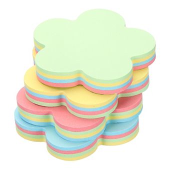 Flower Shape Sticky Notes, 3 Pads Cute Self-stick Memo Pads Bright Colorful 100 Sheets/pad, 4 Colors