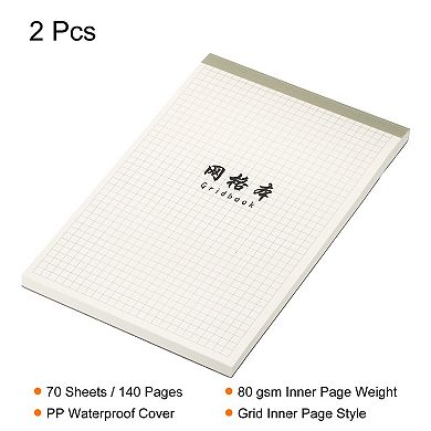 6"x8" Writing Pads, 2 Pack Grid Note Pad With 70 Sheets Thicken Writing Paper Scratch Pad