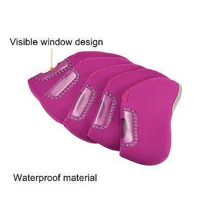 Golf Club Iron Head Covers, Visible Window Waterproof Protection Sleeve for Outdoor Sport