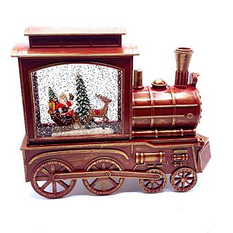 Train Water Snow Glitter Lantern With Santa Inside