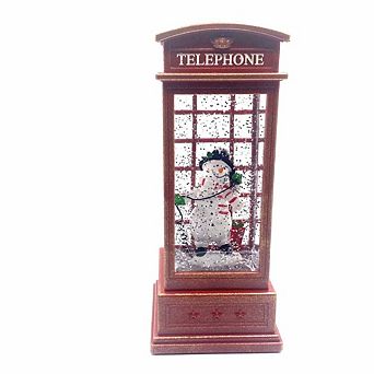 Water Snow Globe Glitter Telephone With Snowman