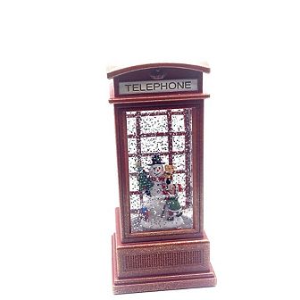 Water Snow Globe Glitter Telephone With Snowman