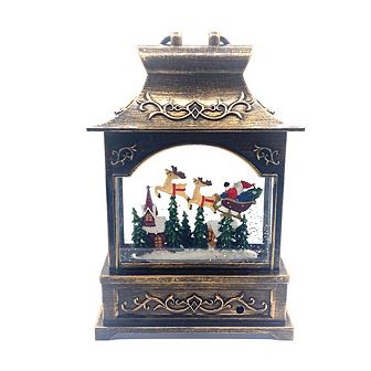 Water Snow Globe Glitter Lantern With Deer And House Inside