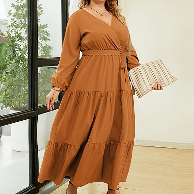 chinese dress ladies Plaid Wool Maxi Dress – Vintage Long Sleeve Winter Dress with Buttons Plaid / S