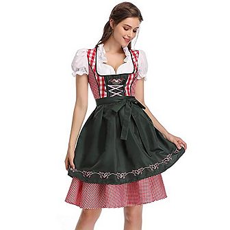 Women's Oktoberfest Costume German Dirndl Dress Traditional Bavarian Carnival Party
