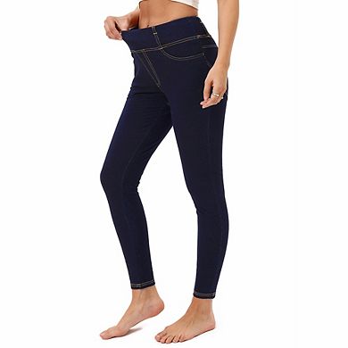 Women's Jeans High Waist Faux Denim Leggings With Pockets