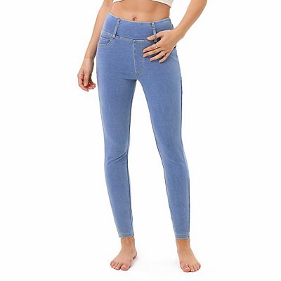 Women's Jeans High Waist Faux Denim Leggings With Pockets