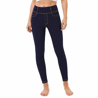 Women's Jeans High Waist Faux Denim Leggings With Pockets