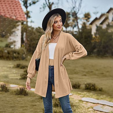 Casual Longline Cardigan for Women Fall Loose Open Front Long Sleeve Outerwear