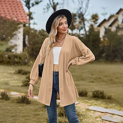 Casual Longline Cardigan for Women Fall Loose Open Front Long