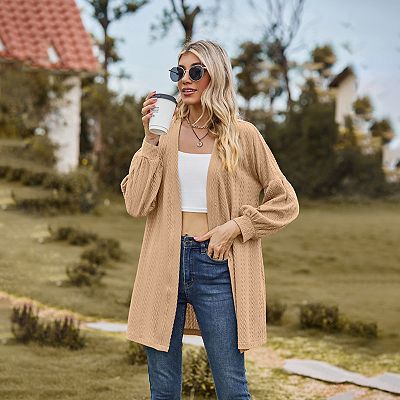 Casual Longline Cardigan for Women Fall Loose Open Front Long