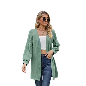 Casual Longline Cardigan for Women Fall Loose Open Front Long Sleeve Outerwear