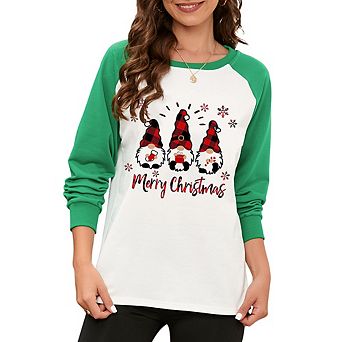 Merry Christmas Sweatshirts For Women Gnomes Funny Sweatshirt Cute Long Sleeve Holiday Tree Top