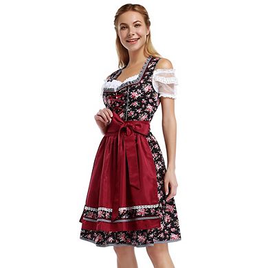 Women's Bavarian Oktoberfest Costume German Dirndl Dresses For Carnival Halloween Costume