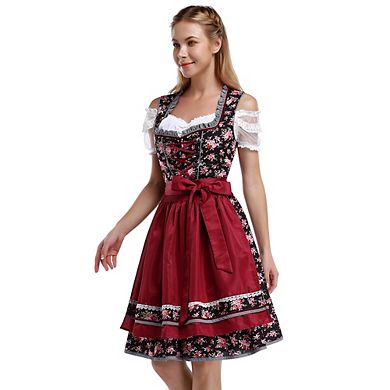 Women's Bavarian Oktoberfest Costume German Dirndl Dresses For Carnival Halloween Costume