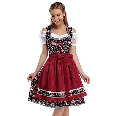 Women's Bavarian Oktoberfest Costume German Dirndl Dresses For Carnival Halloween Costume