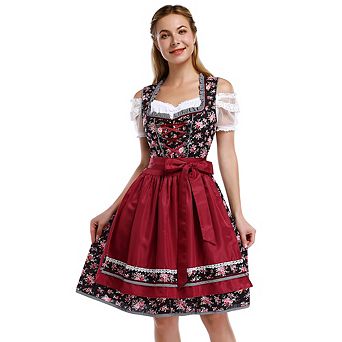 Women's Bavarian Oktoberfest Costume German Dirndl Dresses For Carnival Halloween Costume