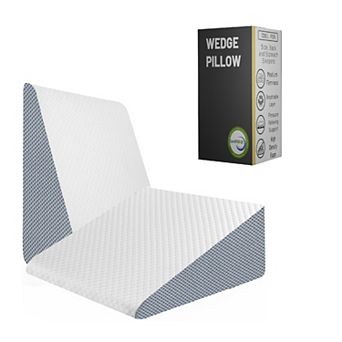 Continental Sleep, 12" Bed Wedge Pillow With High Density Foam, Stylish Chic Jacquard Cover, White