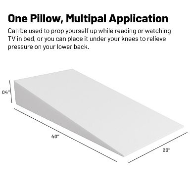 Continental Sleep, Extra Wide Bed Wedge Pillow, Tringle Incline Cushion To Elevate Upper Body
