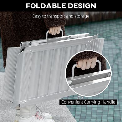 Aluminum And Pvc Lightweight Mobility Ramp With Single-fold Function & Handle 2ft. long