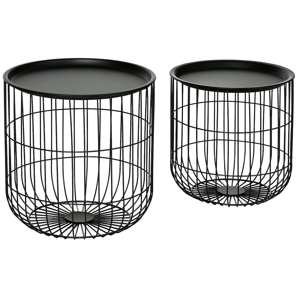 HOMCOM Stacking Nesting Tables, Round Coffee Table Set of 2